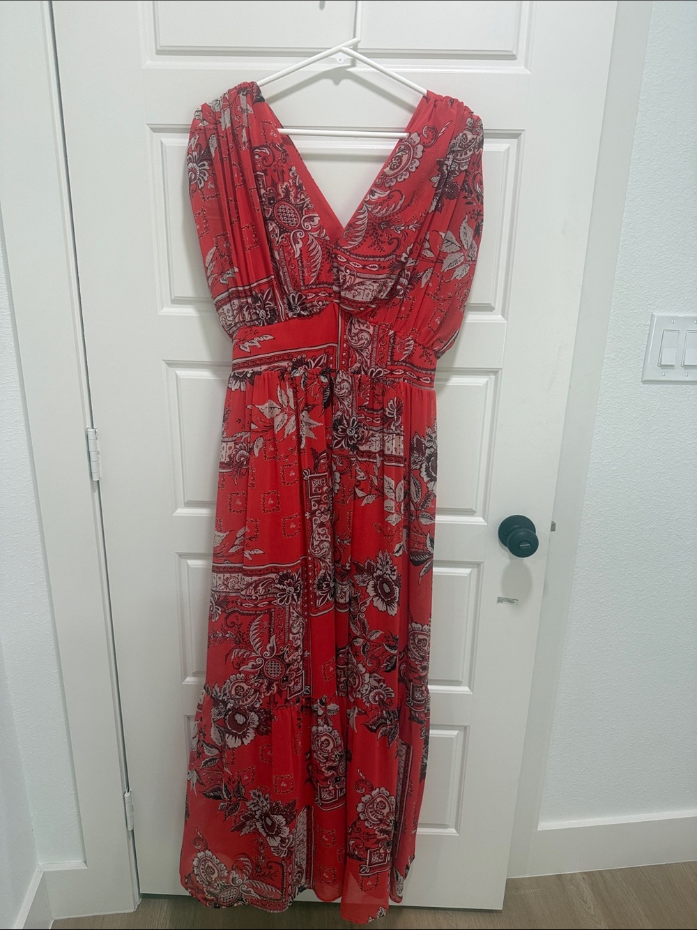 Express Red Paisley Floral Maxi Dress